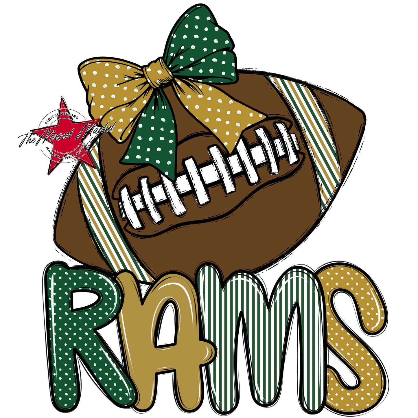 Rams Football Spirit Design-Green & Gold