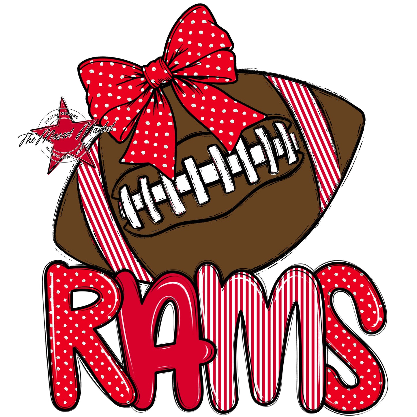 Rams Football Spirit Design-Red