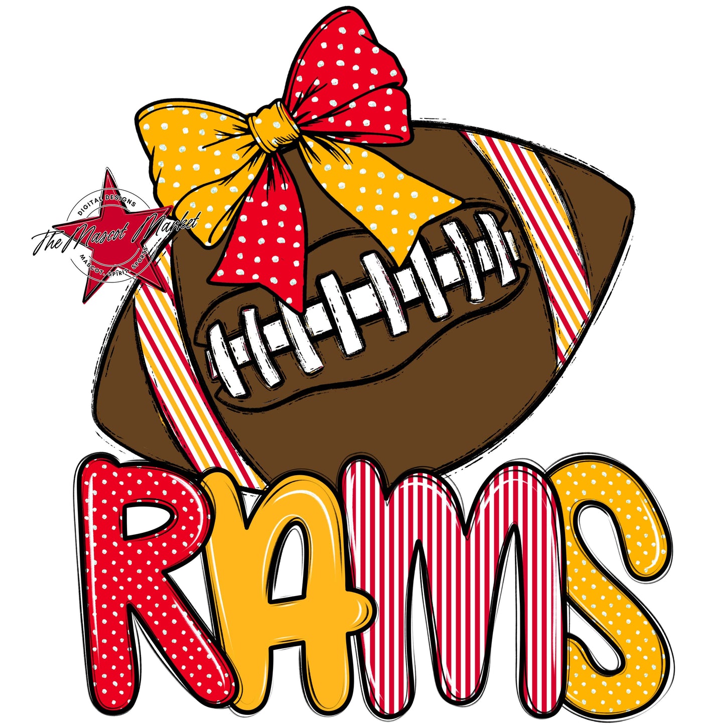 Rams Football Spirit Design-Red & Yellow