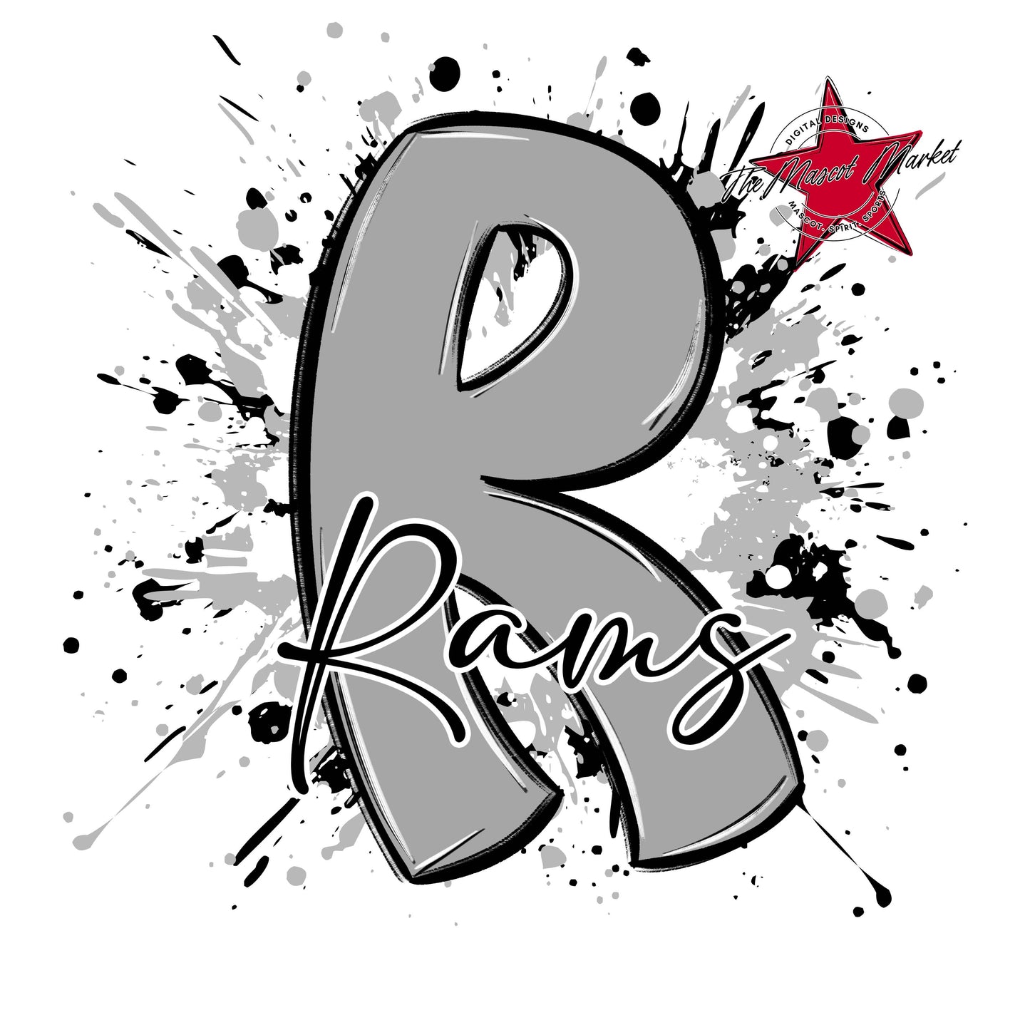 Rams Mascot Splatter-Grey
