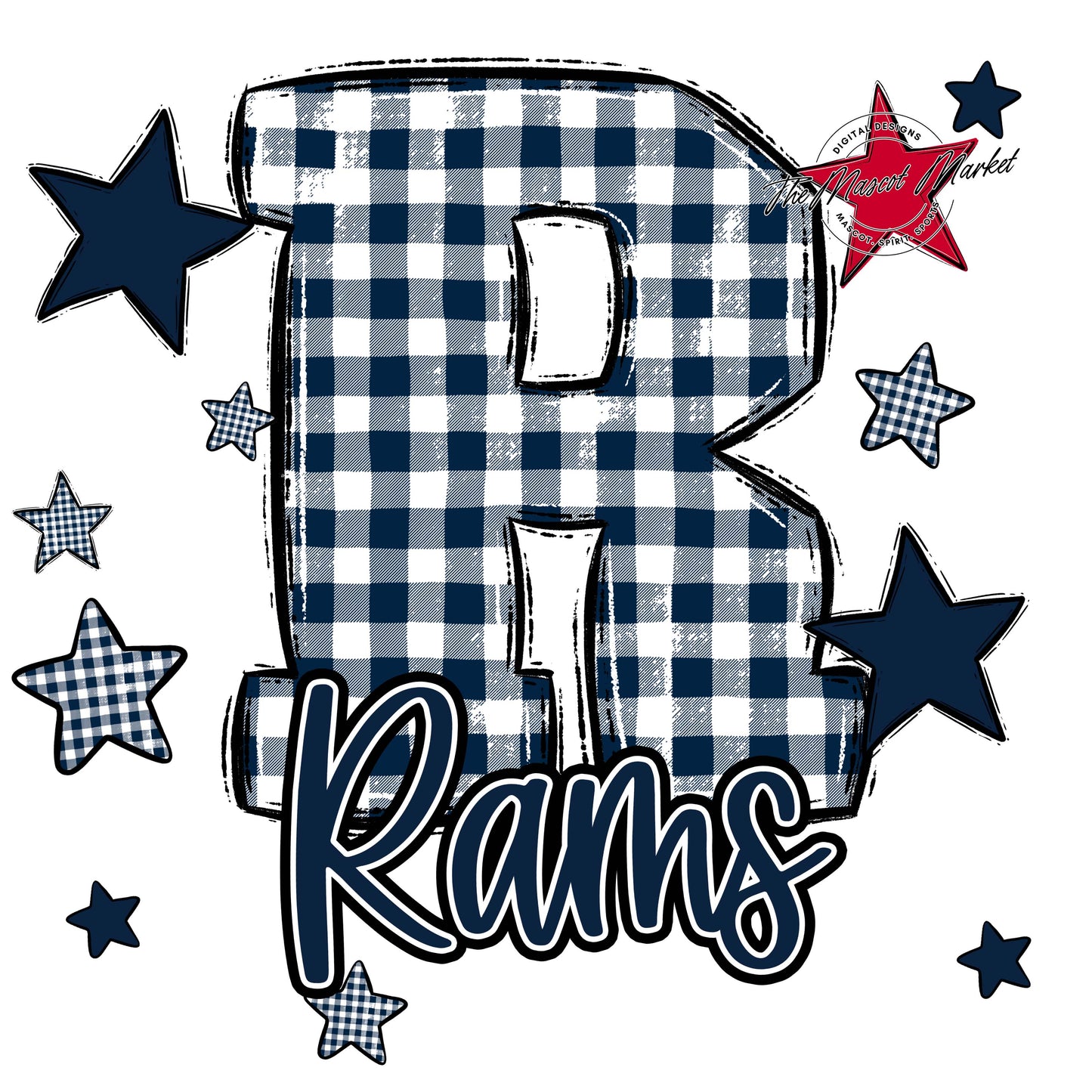 Rams Plaid Star Design-Navy