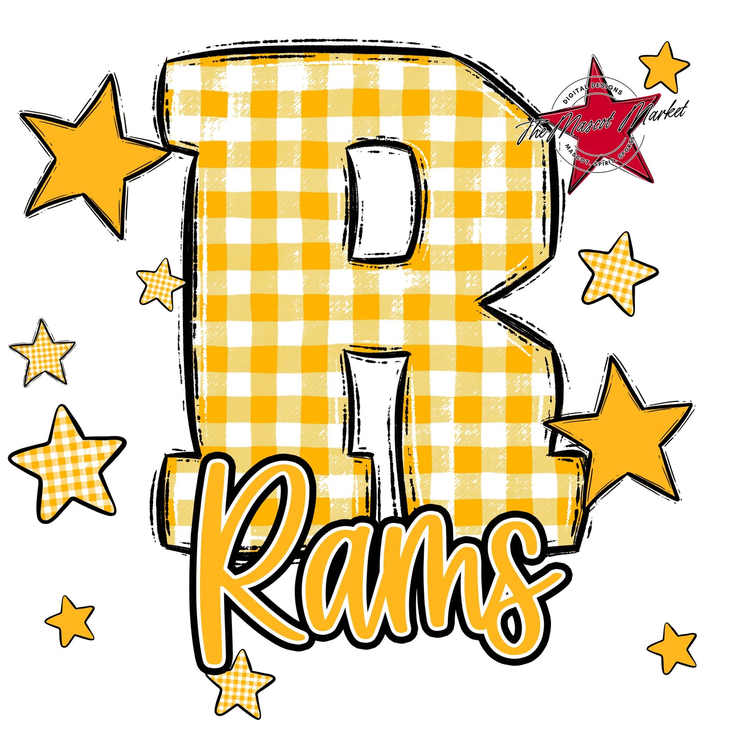 Rams Plaid Star Design-Yellow