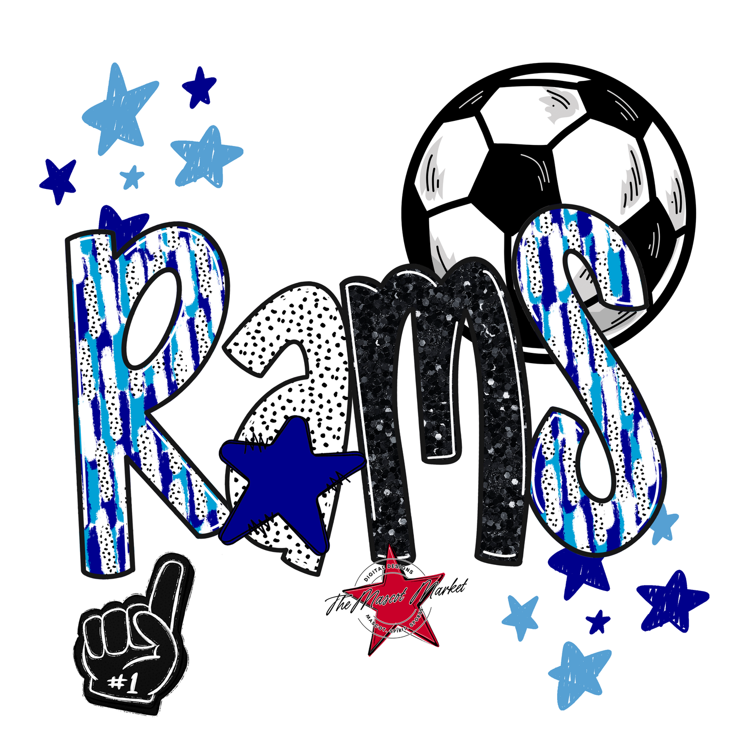 Rams Soccer Scrape-Blue-Carolina Blue