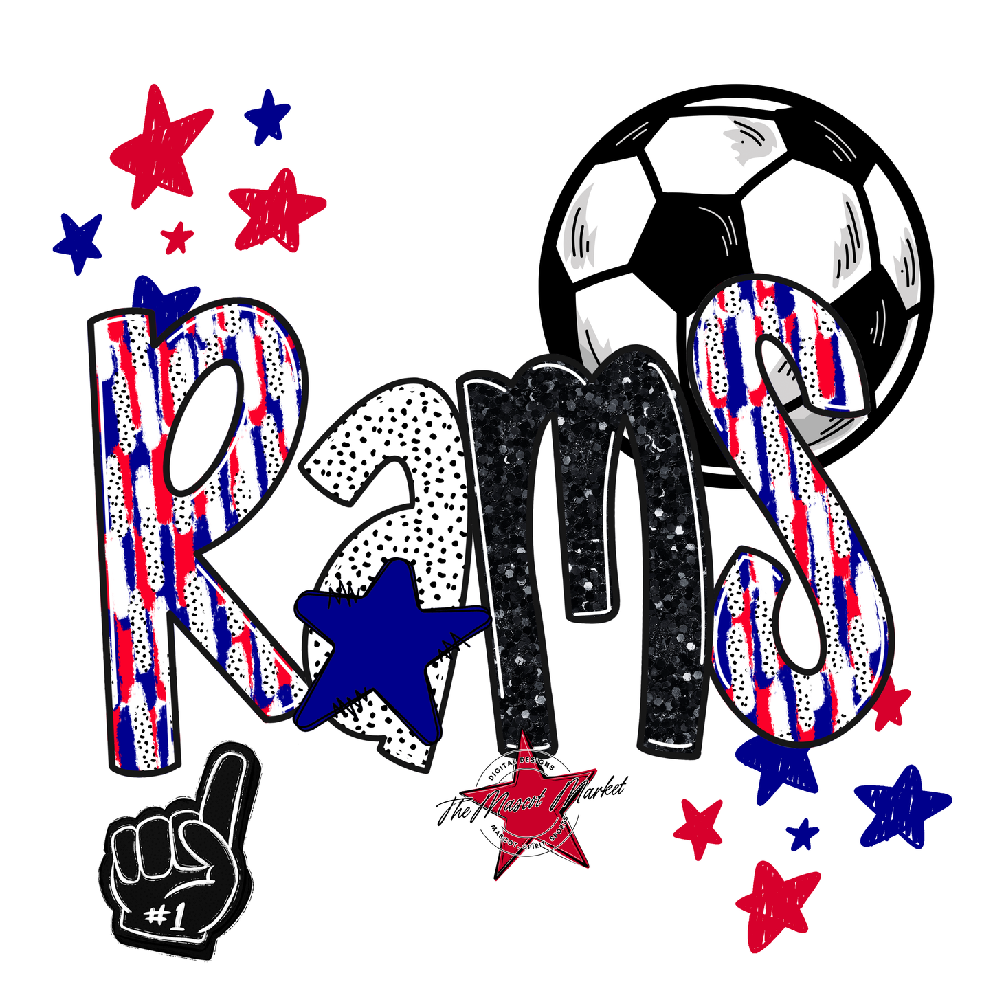 Rams Soccer Scrape-Blue-Red