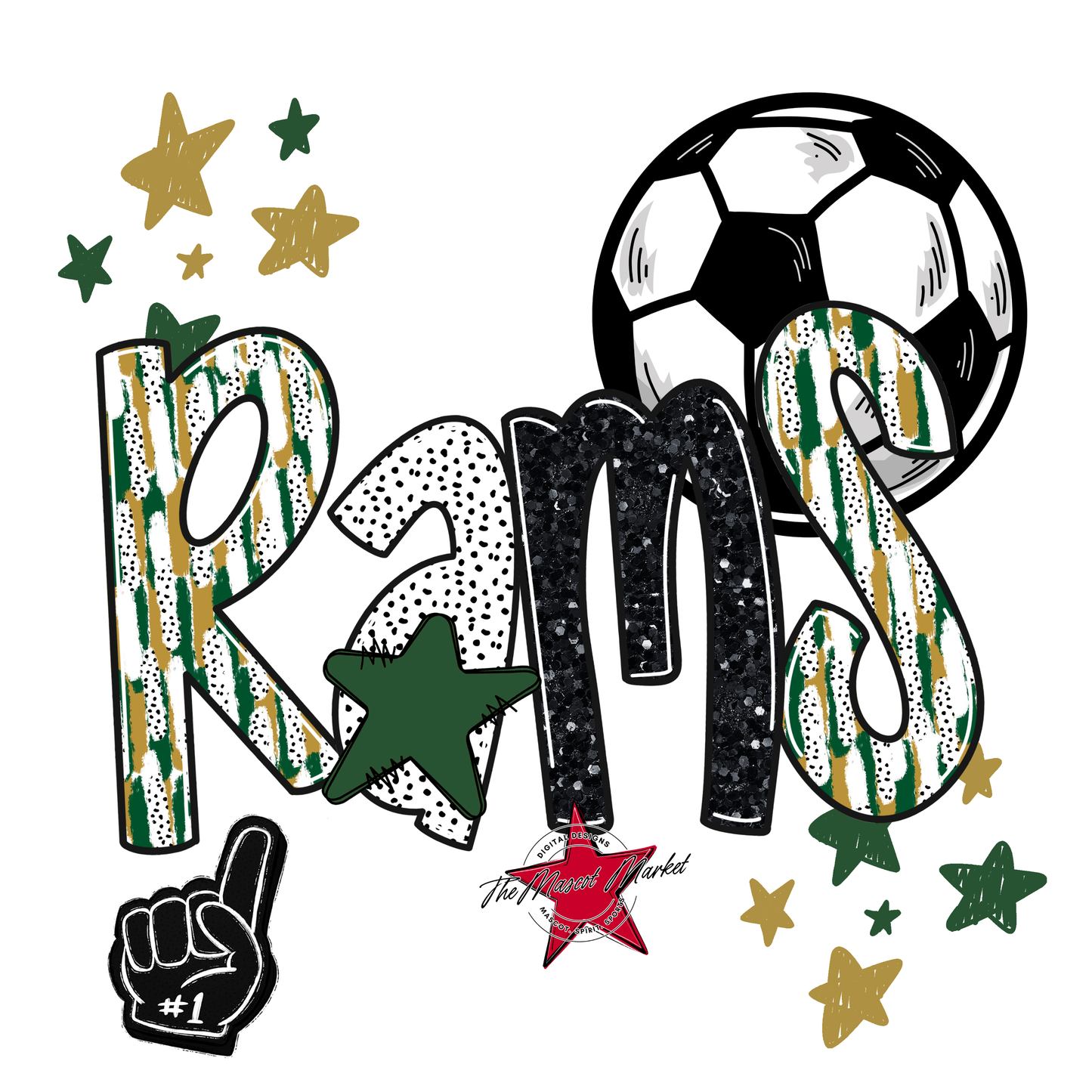 Rams Soccer Scrape-Green-Gold