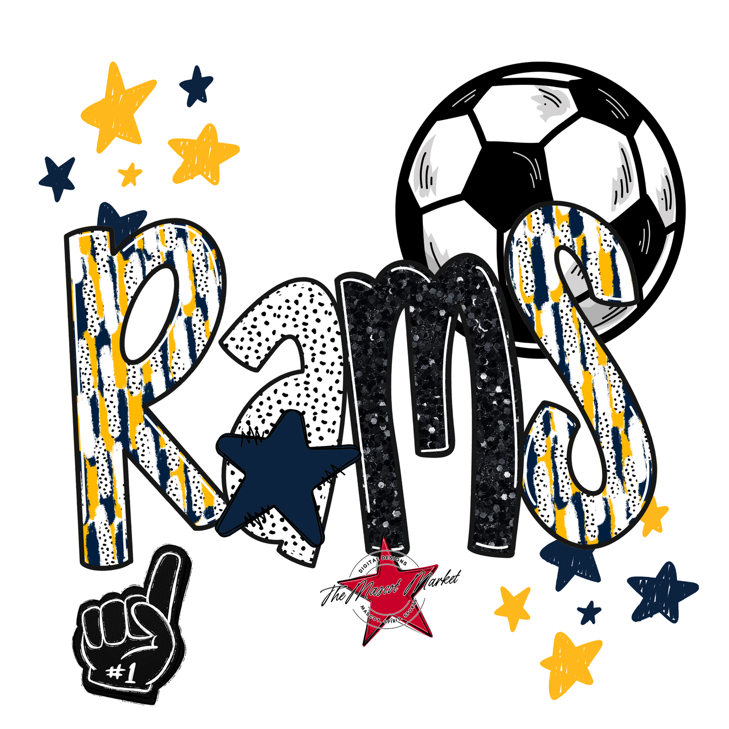 Rams Soccer Scrape-Navy-Yellow