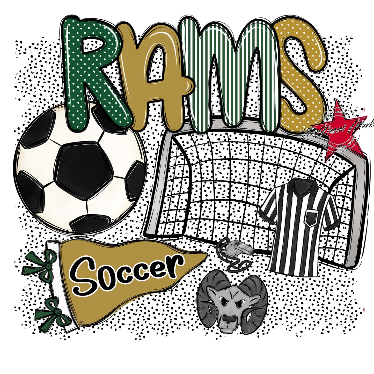 Rams Soccer Spirit-Green & Gold