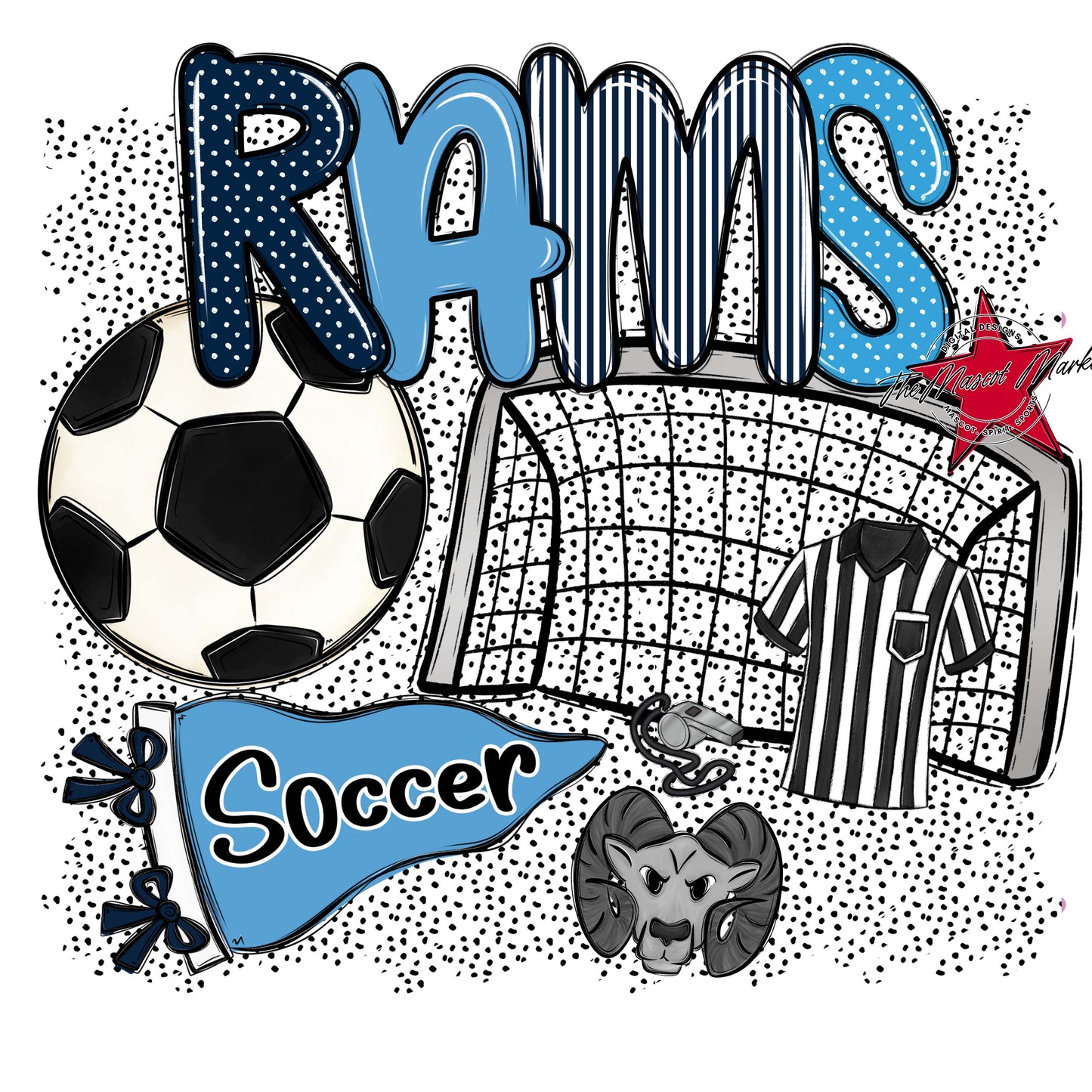 Rams Soccer Spirit-Navy & Carolina Blue
