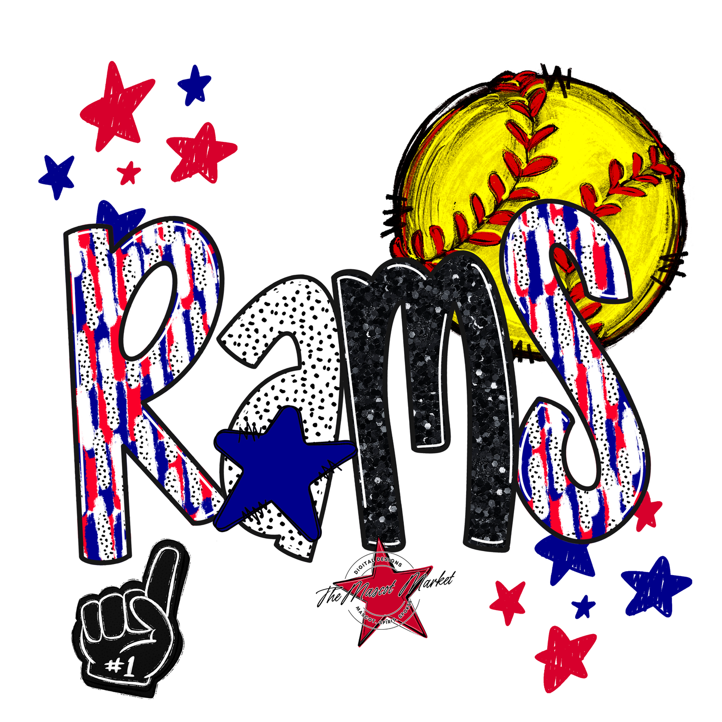 Rams Softball Scrape-Blue-Red