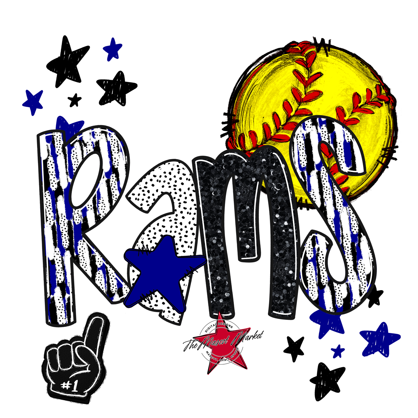 Rams Softball Scrape-Blue