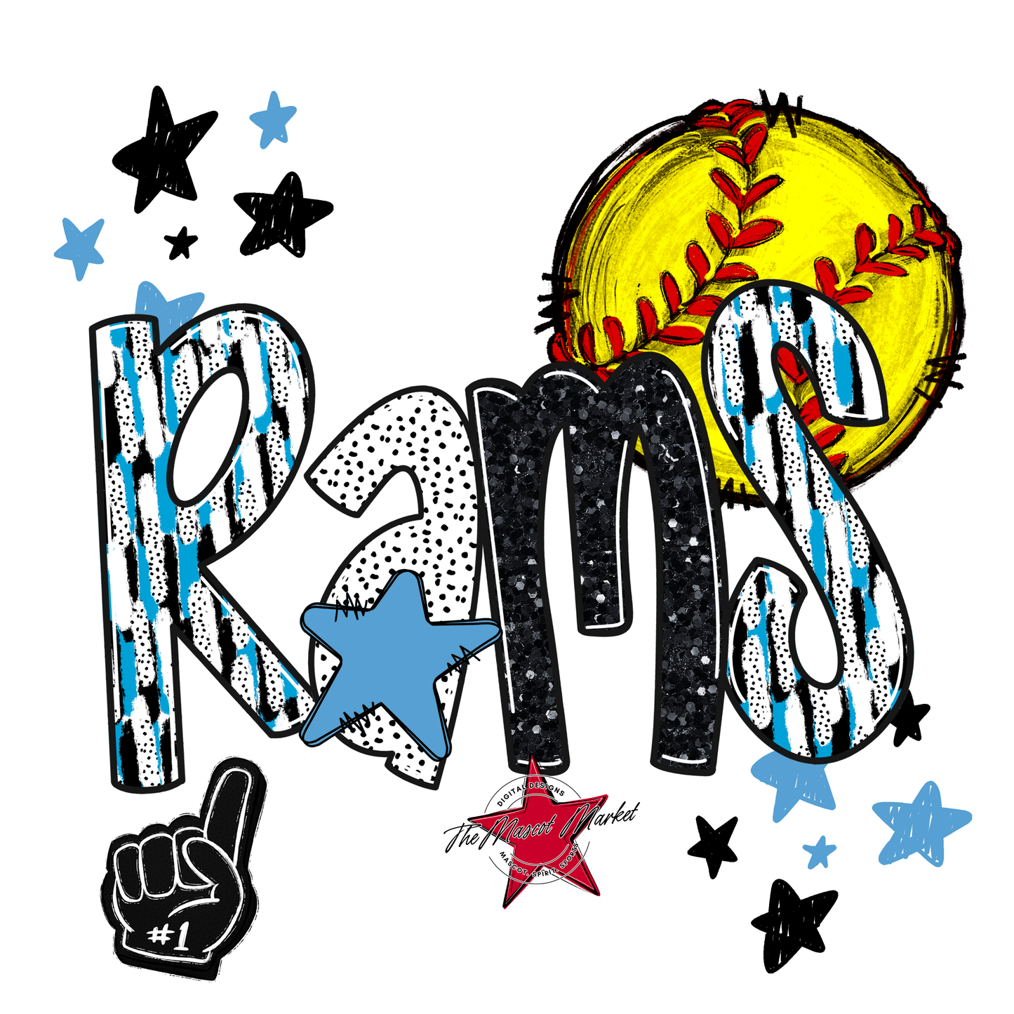 Rams Softball Scrape-Carolina Blue