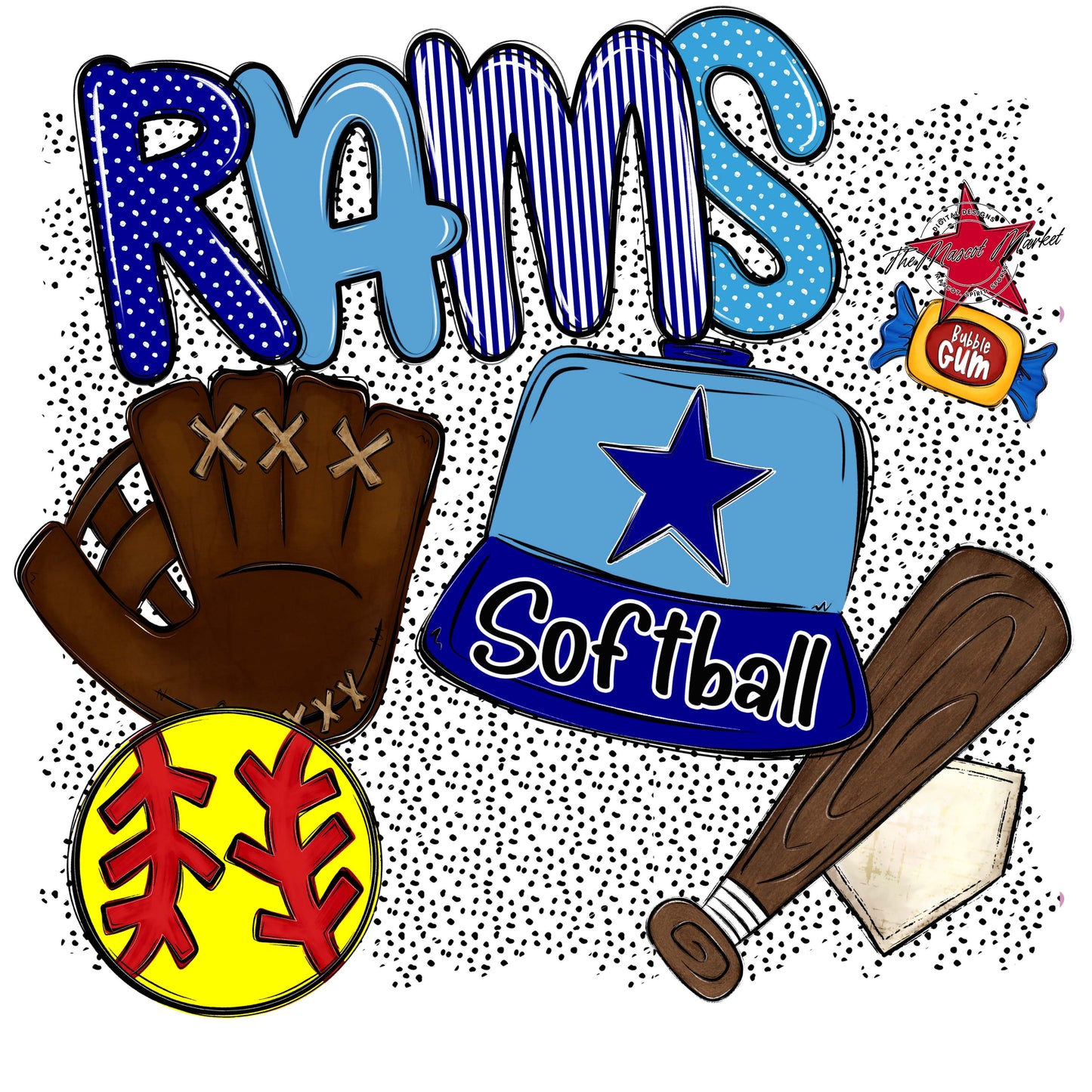 Rams Softball Spirit-Blue & Carolina Blue