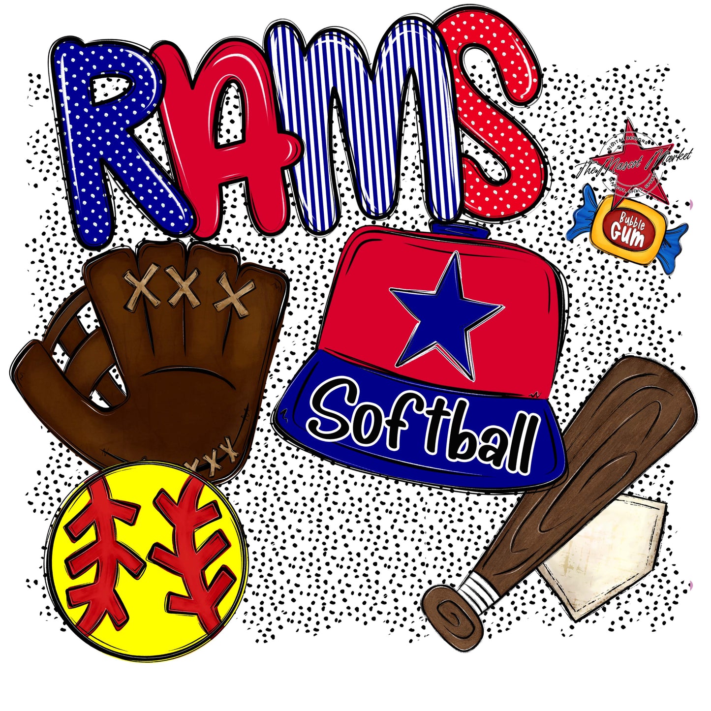 Rams Softball Spirit-Blue & Red
