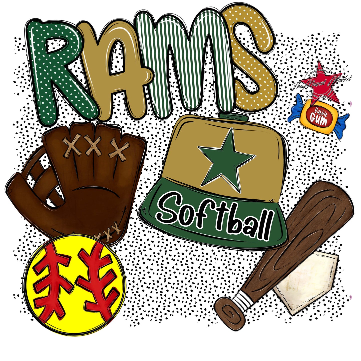 Rams Softball Spirit-Green & Gold