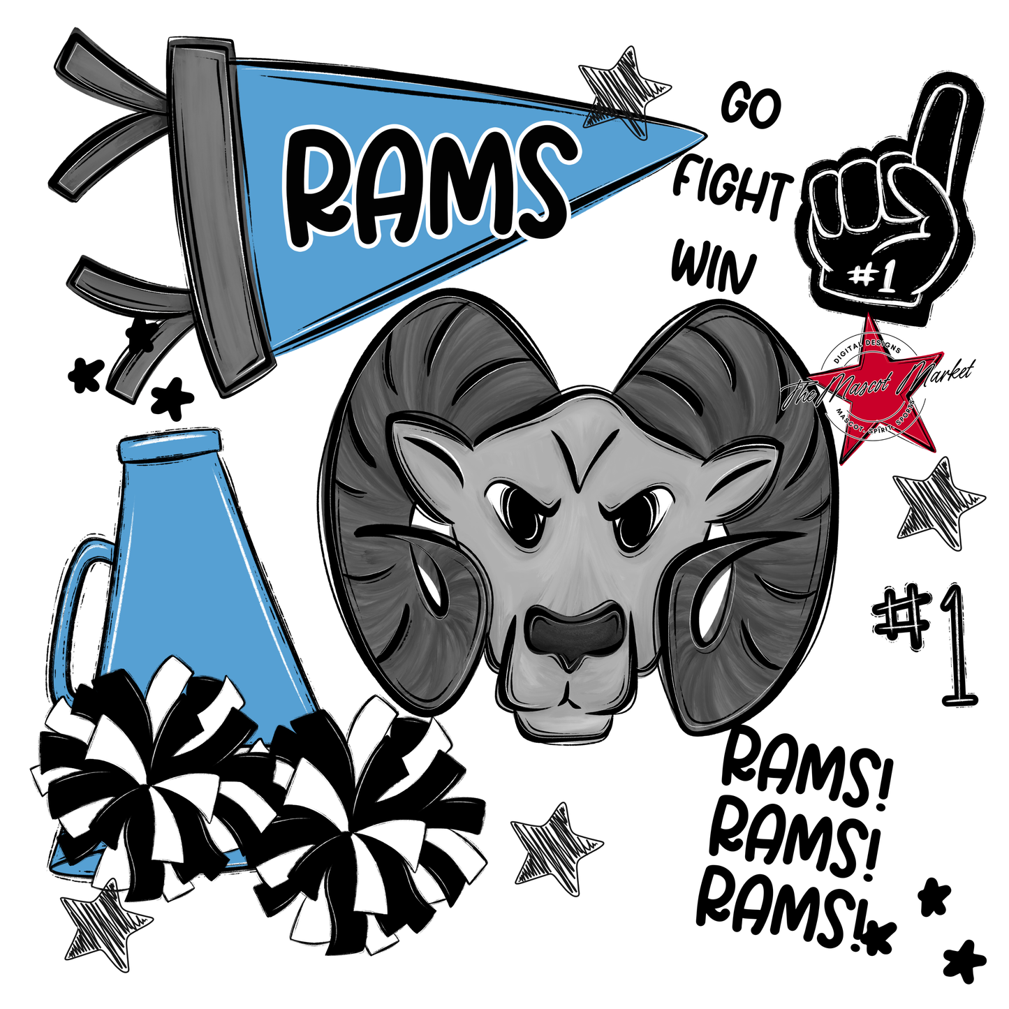 Rams Spirit Design-Carolina Blue