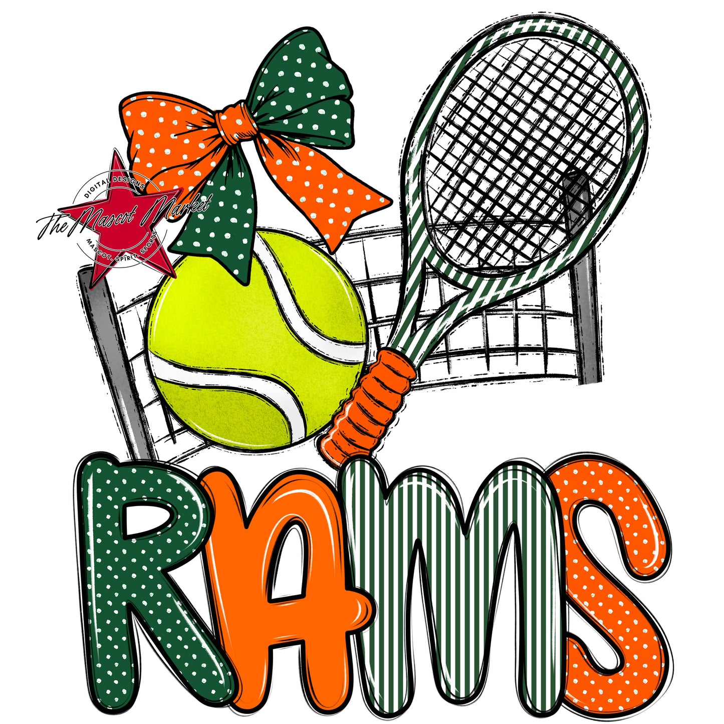 Rams Tennis Spirit Design-Green & Orange