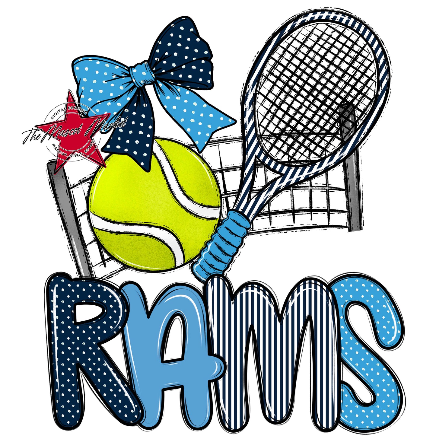 Rams Tennis Spirit Design-Navy & Carolina Blue
