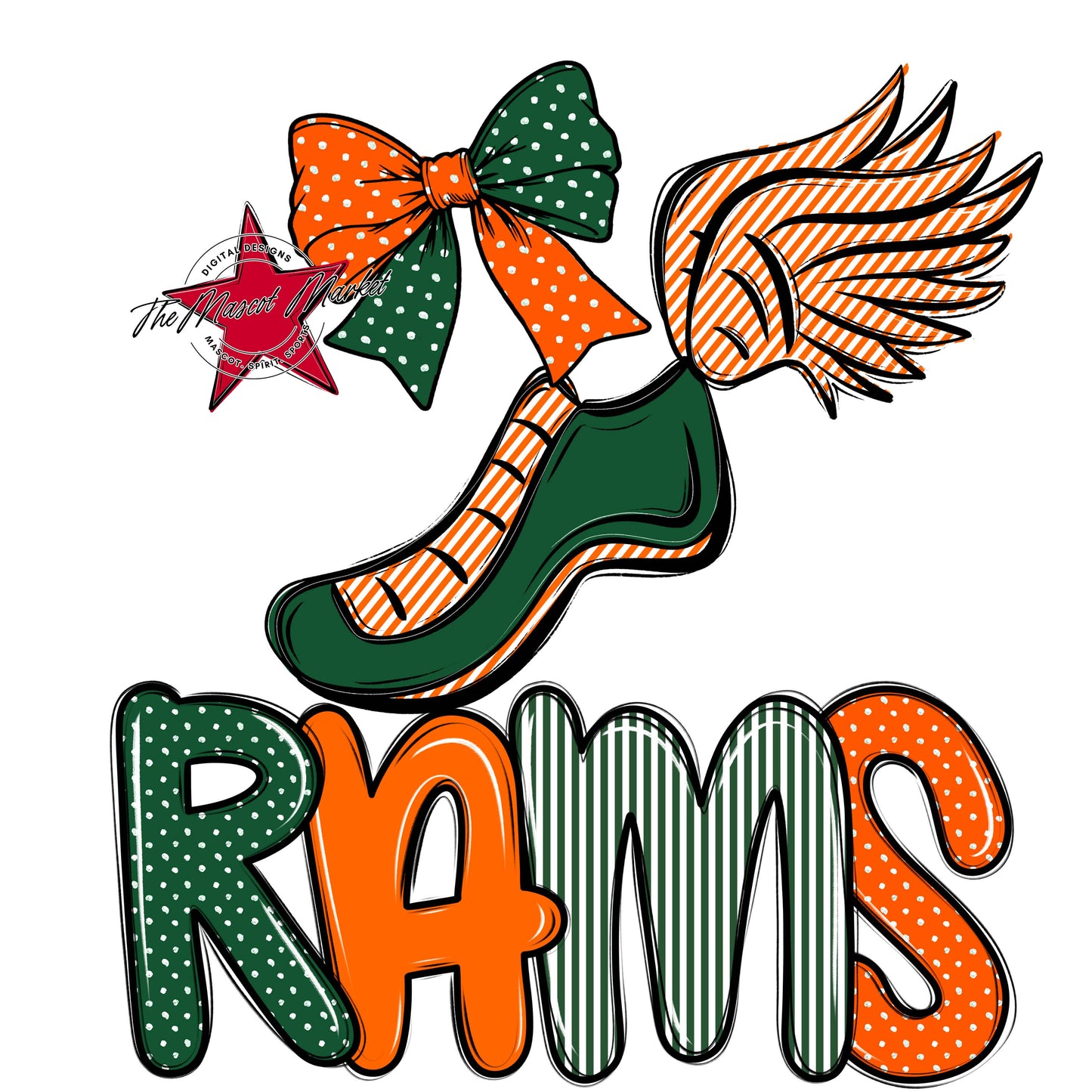 Rams Track Spirit Design-Green & Orange