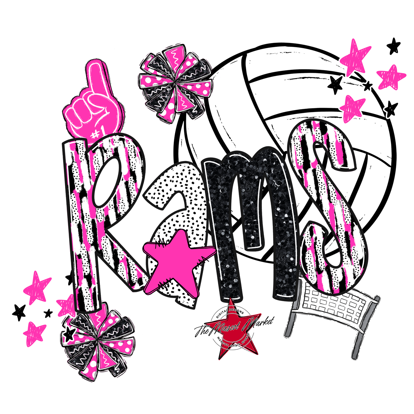 Rams Volleyball Scrape-Pink