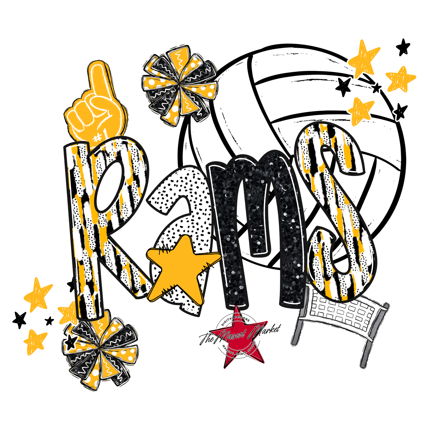 Rams Volleyball Scrape-Yellow