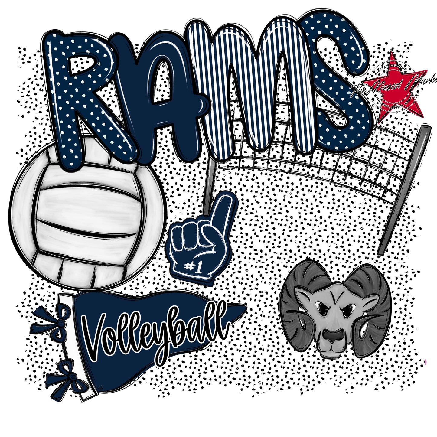 Rams Volleyball Spirit-Navy