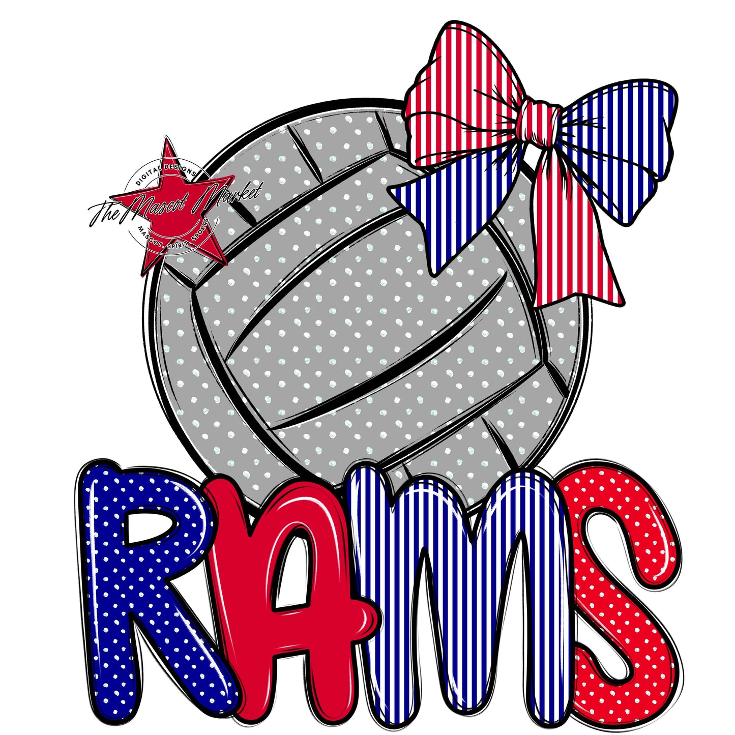 Rams Volleyball Spirit Design-Blue & Red