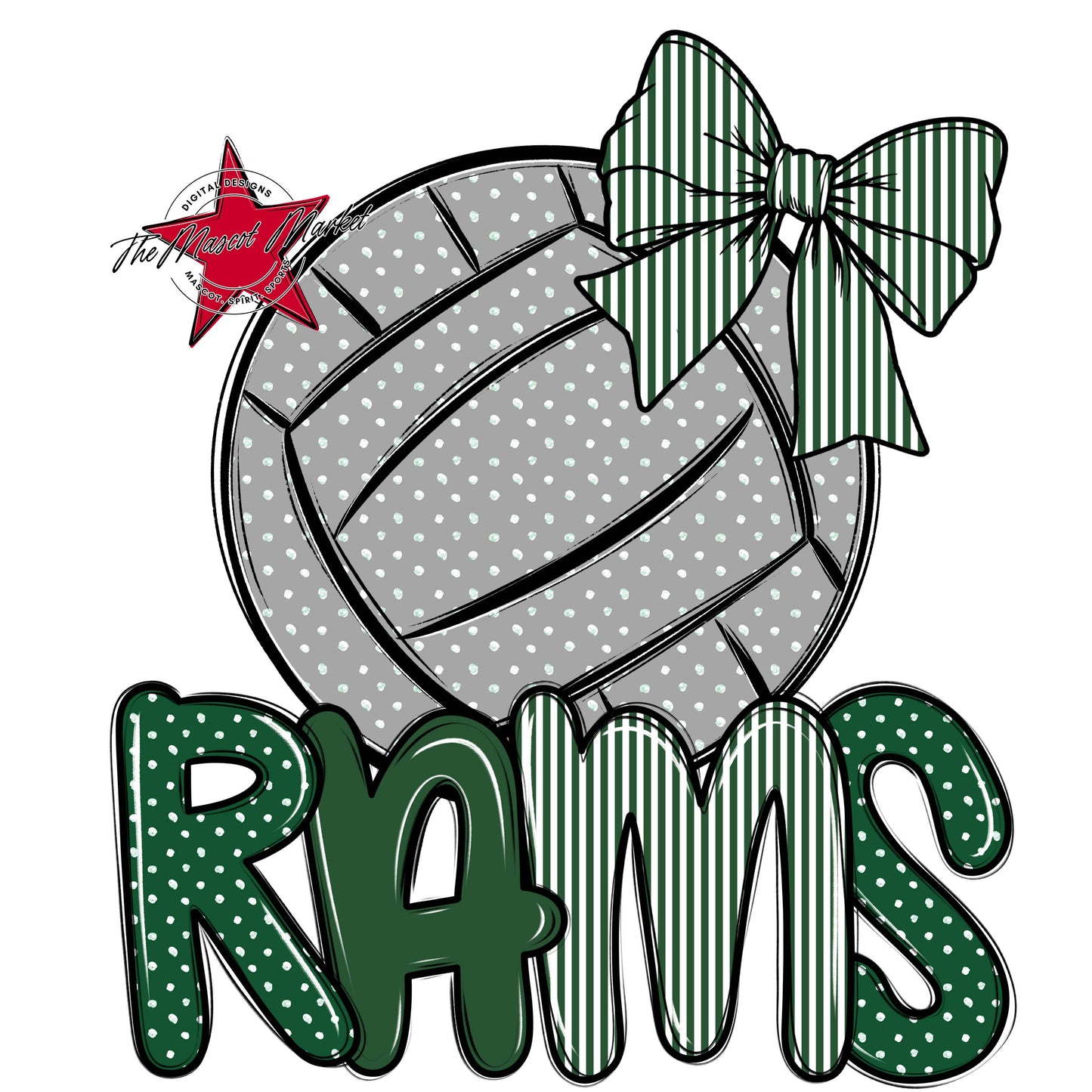 Rams Volleyball Spirit Design-Green