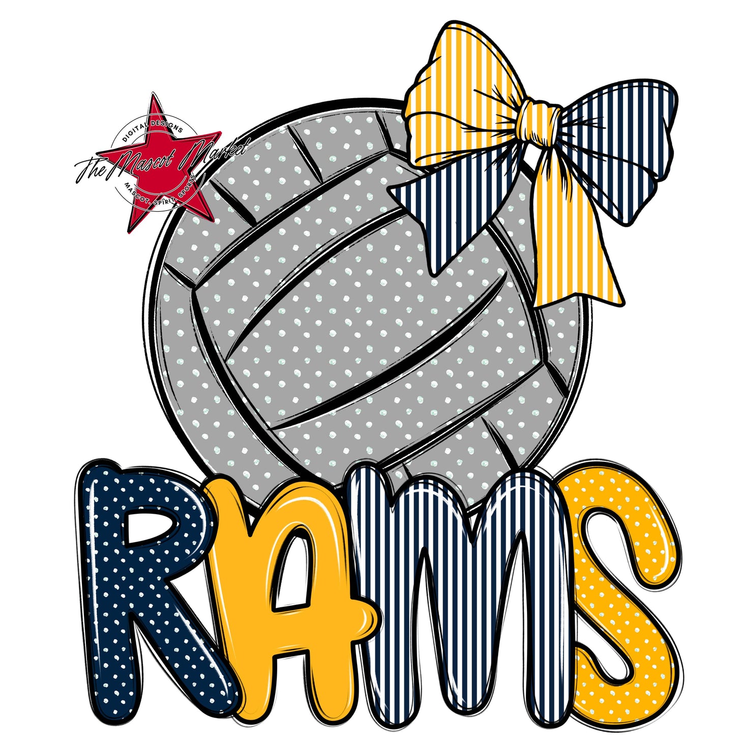Rams Volleyball Spirit Design-Navy & Yellow