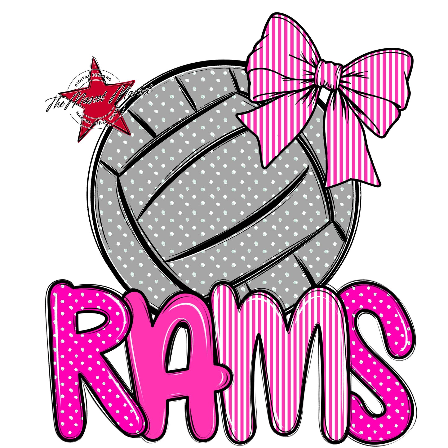 Rams Volleyball Spirit Design-Pink