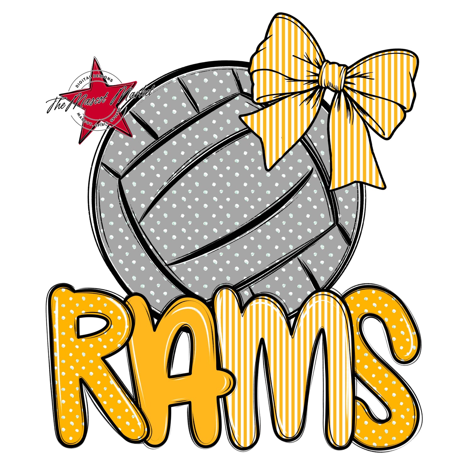 Rams Volleyball Spirit Design-Yellow