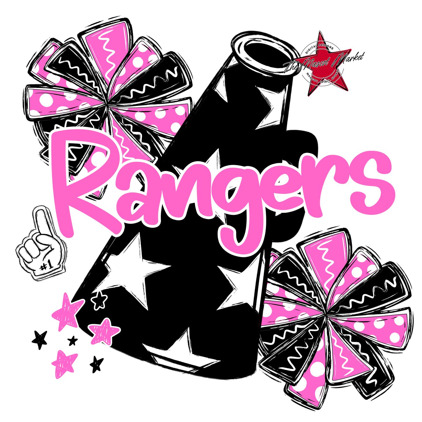 Rangers Alpha Megaphone Design-Baby Pink