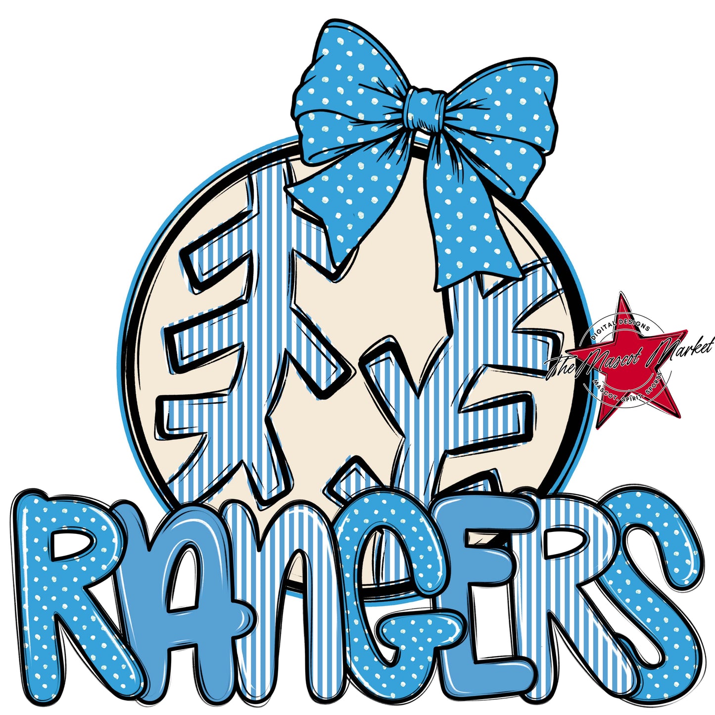 Rangers Baseball-Softball Spirit Design-Carolina Blue
