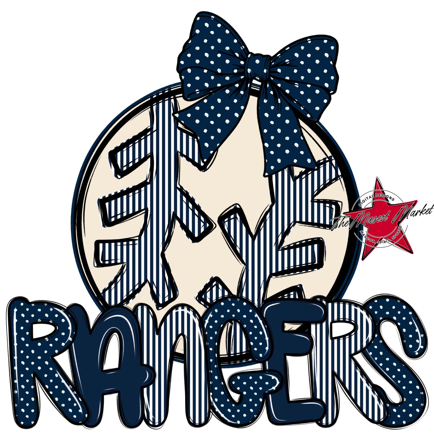 Rangers Baseball-Softball Spirit Design-Navy
