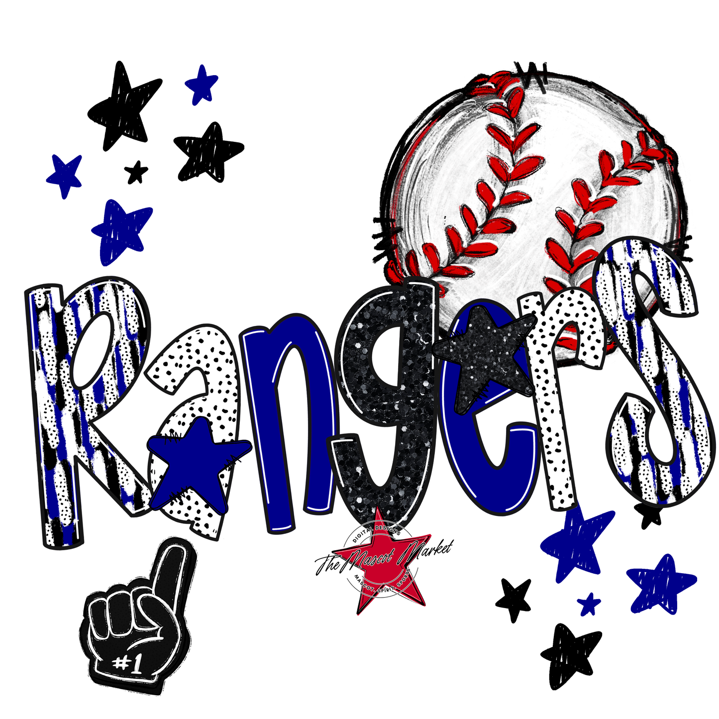 Rangers Baseball Scrape-Blue
