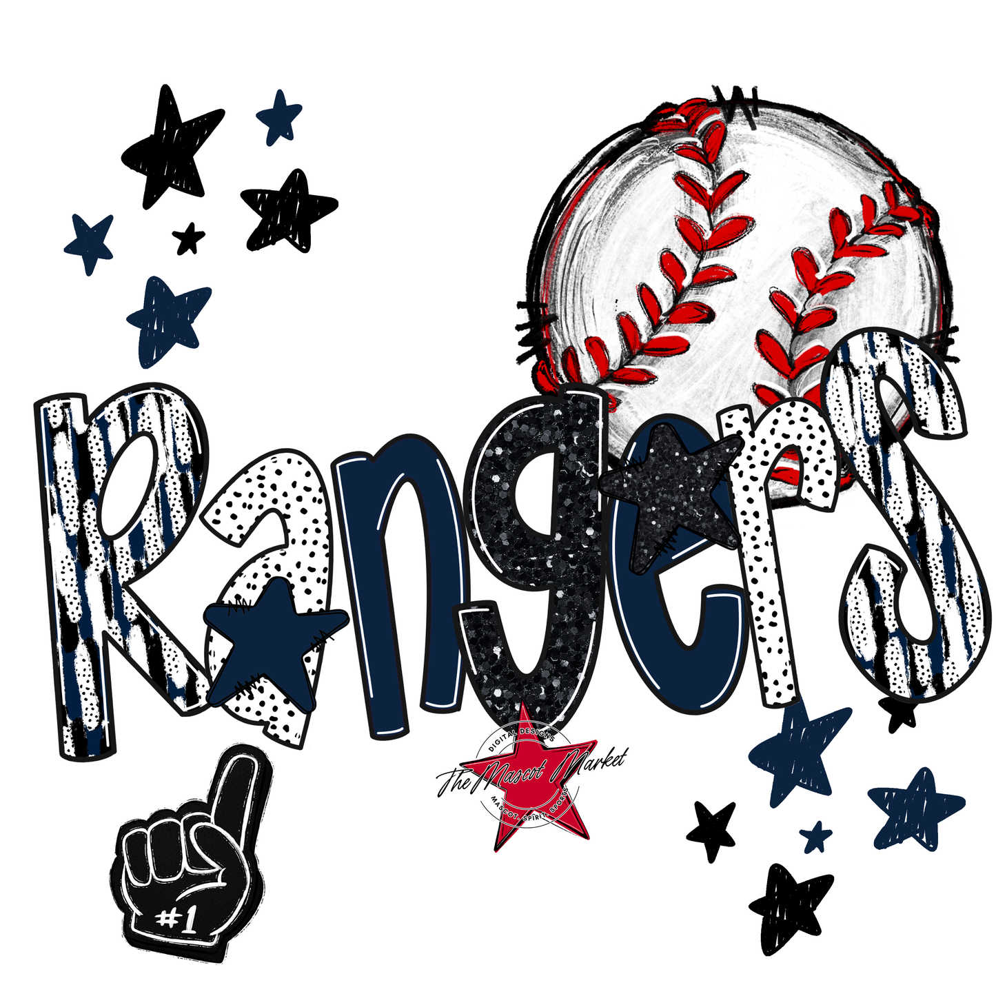 Rangers Baseball Scrape-Navy