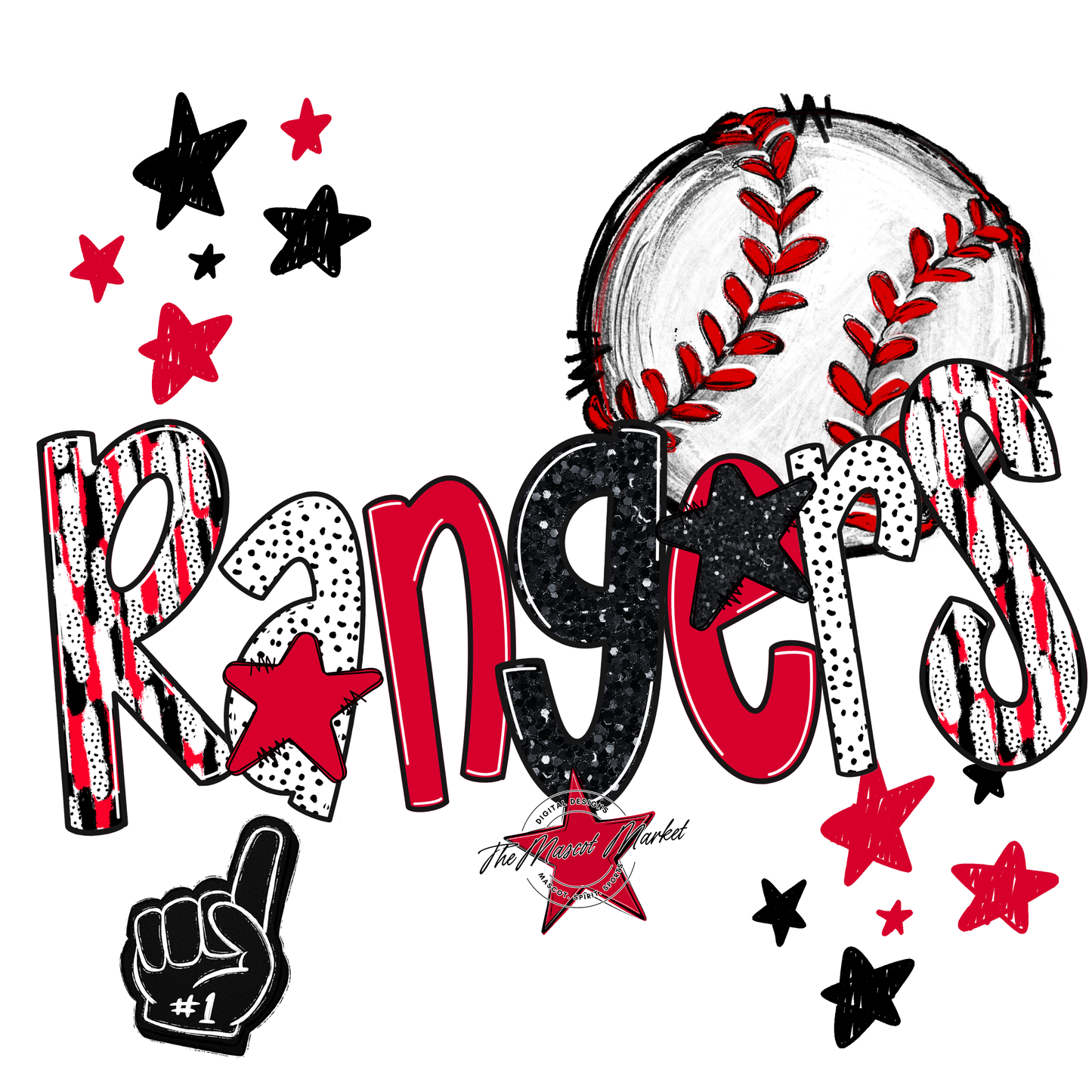 Rangers Baseball Scrape-Red