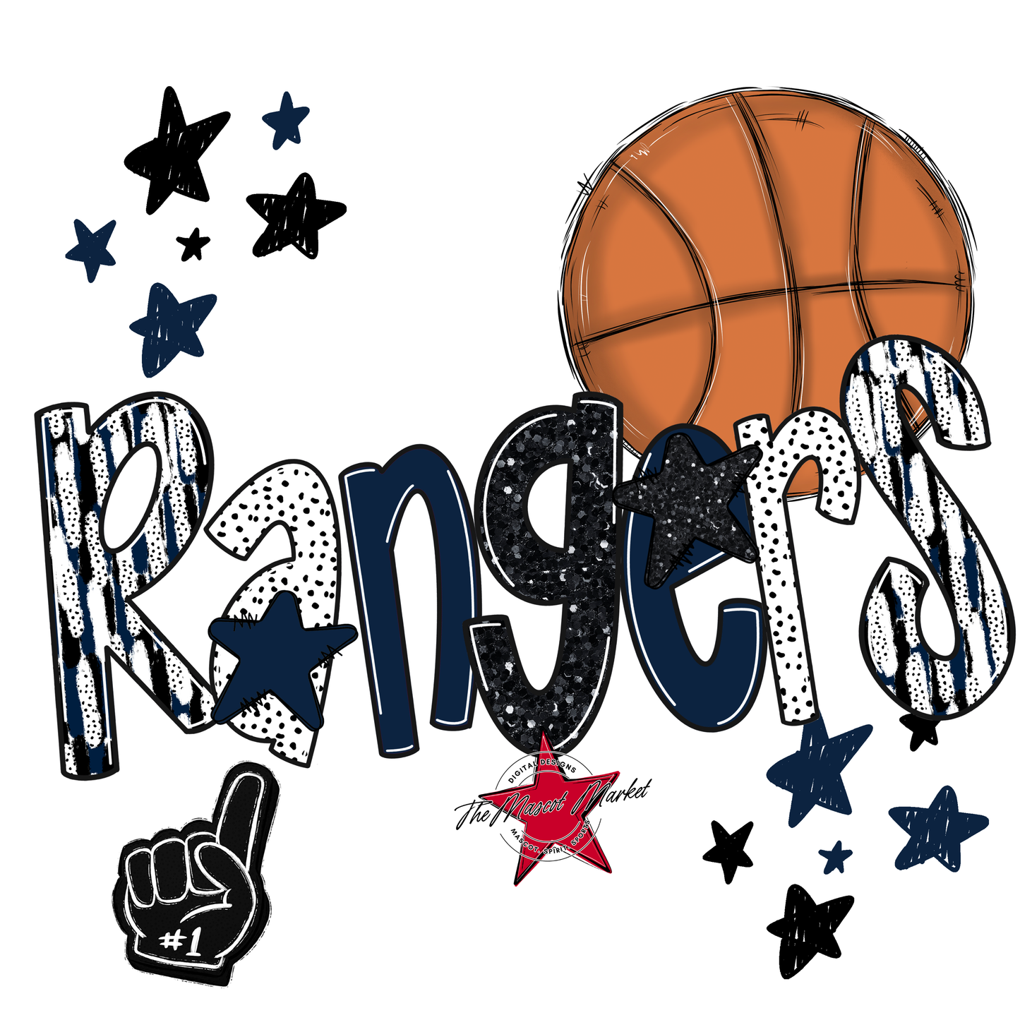 Rangers Basketball Scrape-Navy