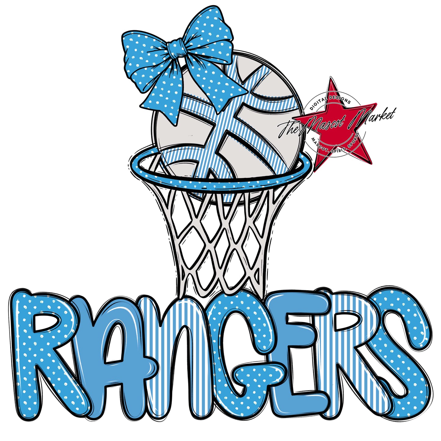 Rangers Basketball Spirit Design-Carolina Blue