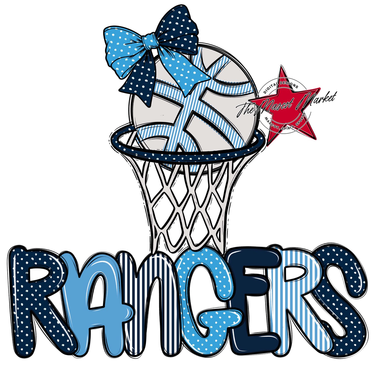 Rangers Basketball Spirit Design-Navy & Carolina Blue