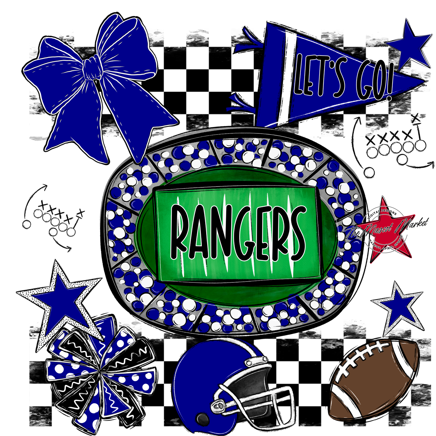 Rangers Checkers Spirit Design-Blue