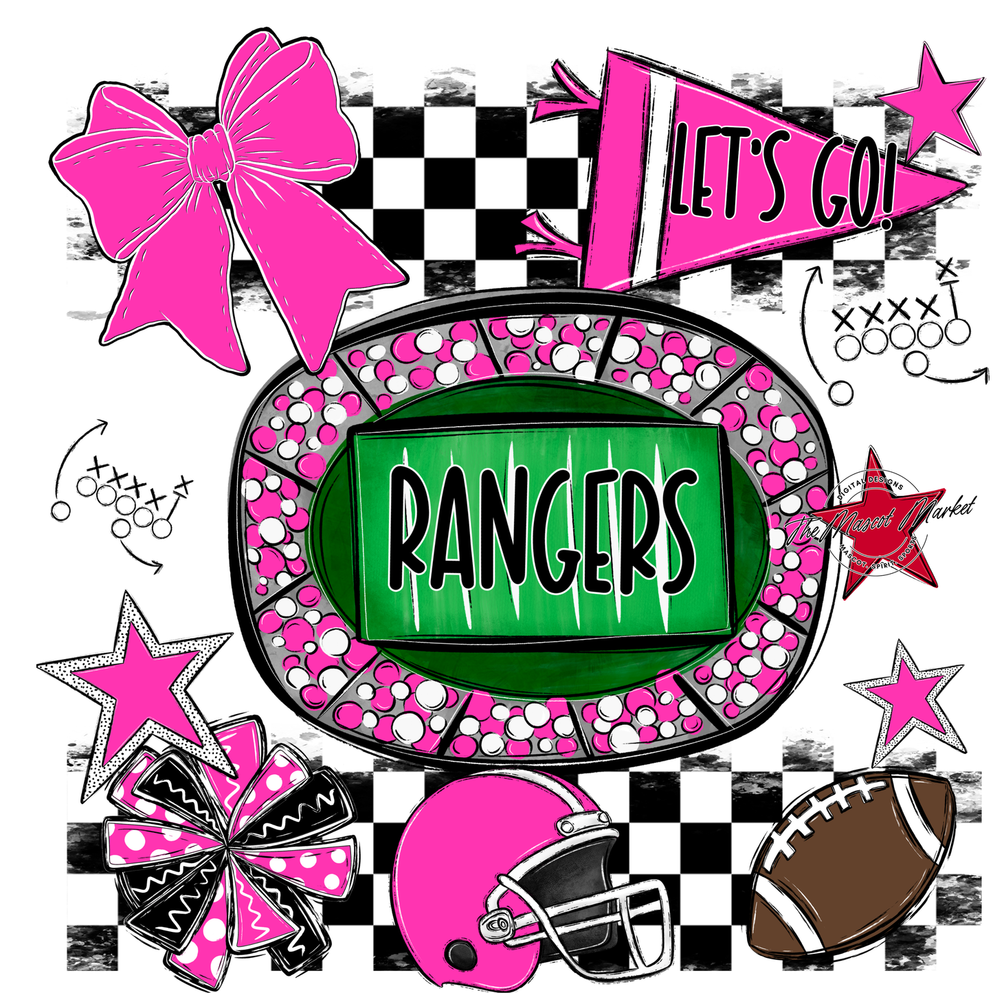 Rangers Checkers Spirit Design-Pink