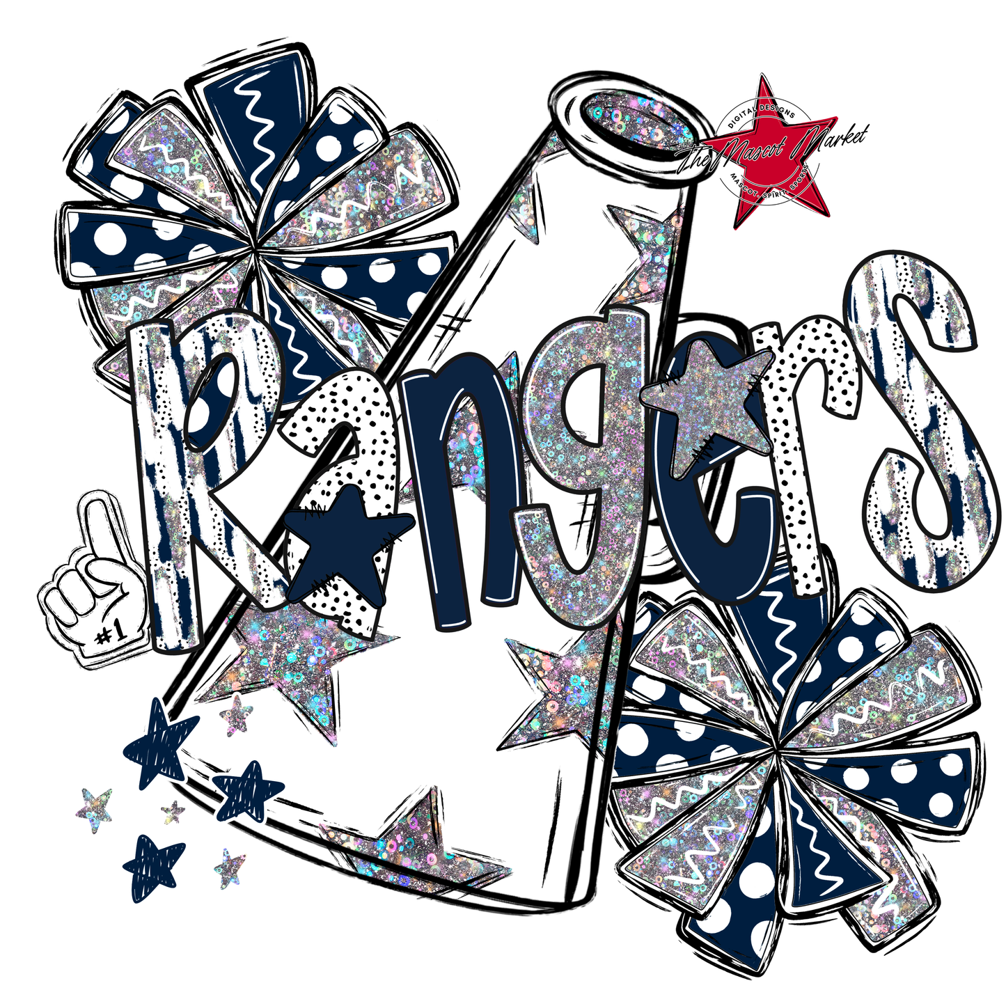 Rangers Cheer Megaphone Scrape-Navy