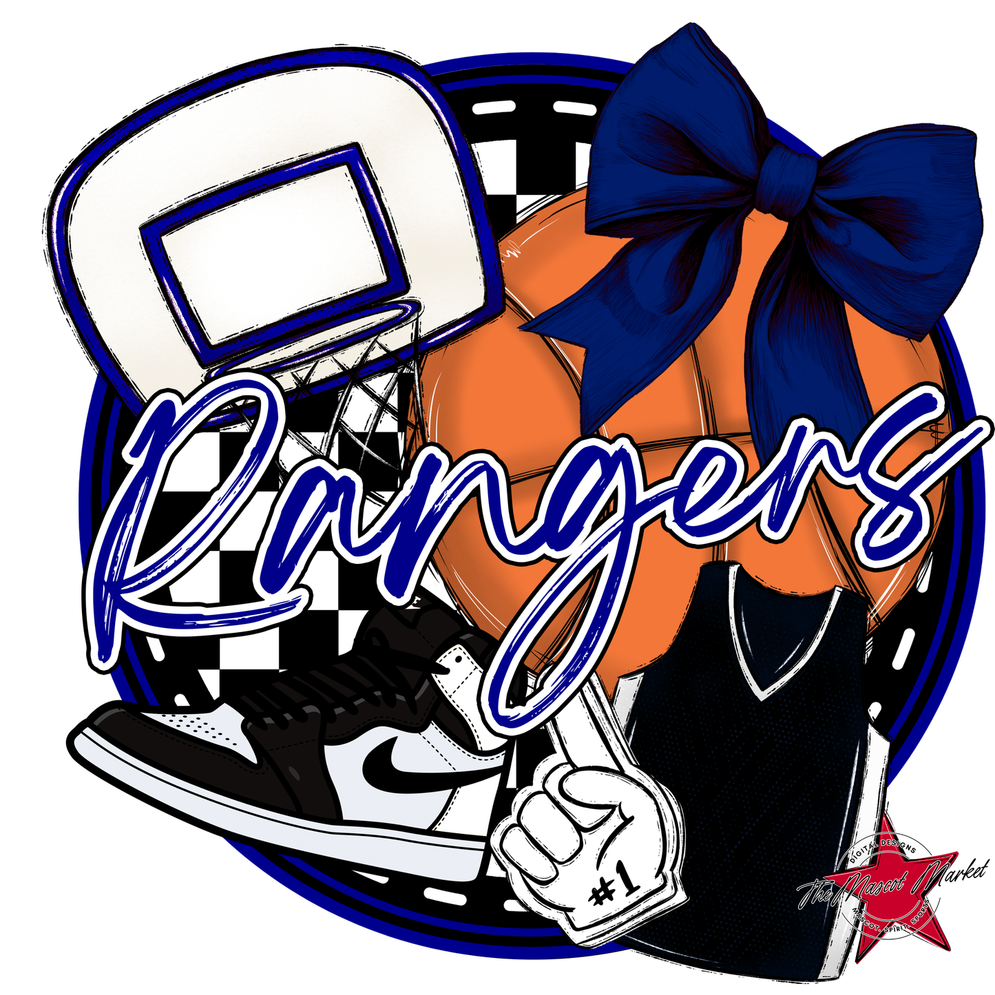 Rangers Circle Basketball Design-Blue
