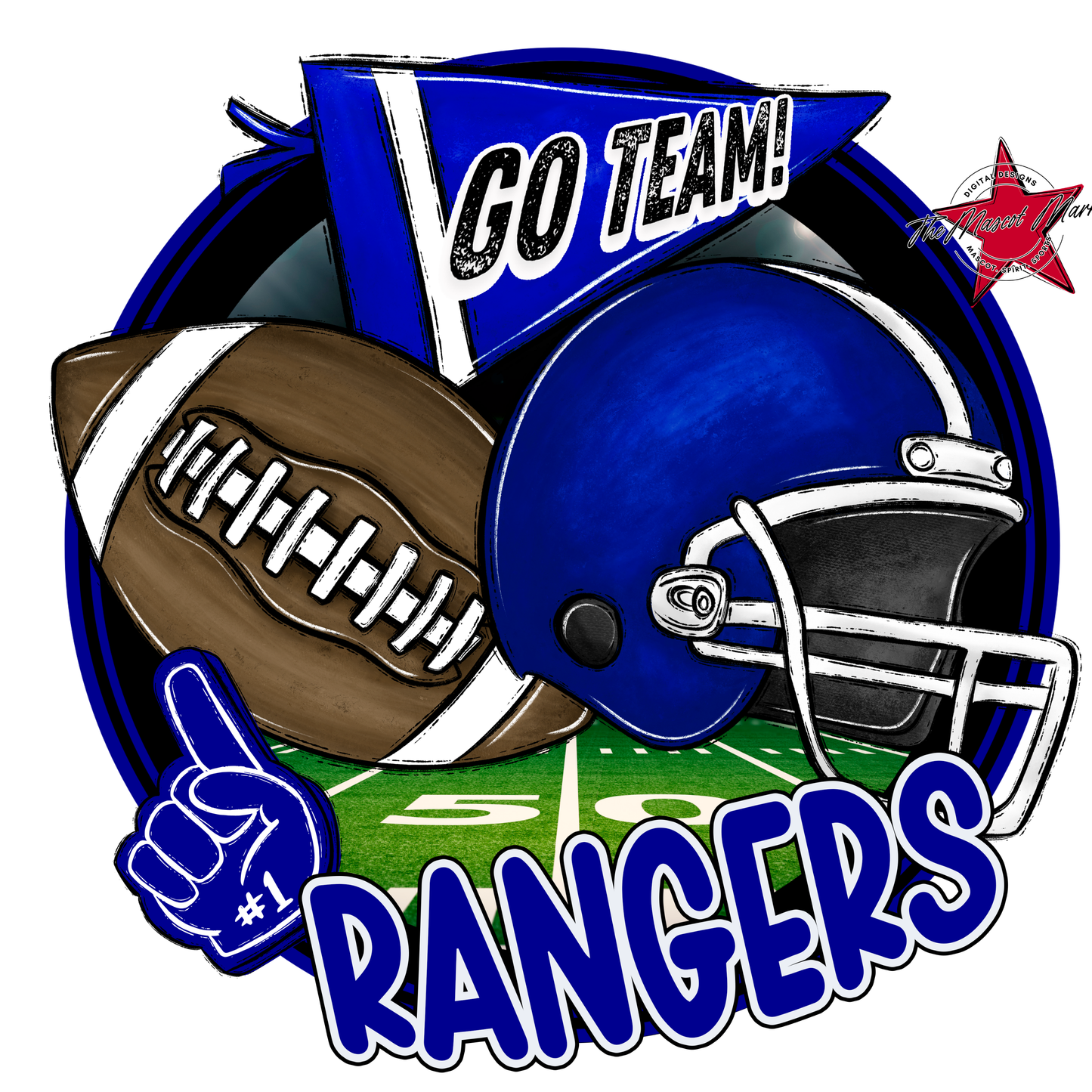 Rangers Circle Football Design-Blue