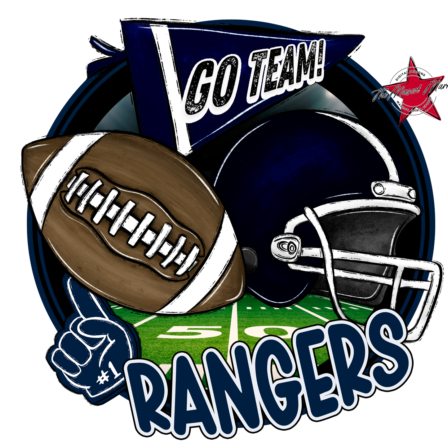 Rangers Circle Football Design-Navy