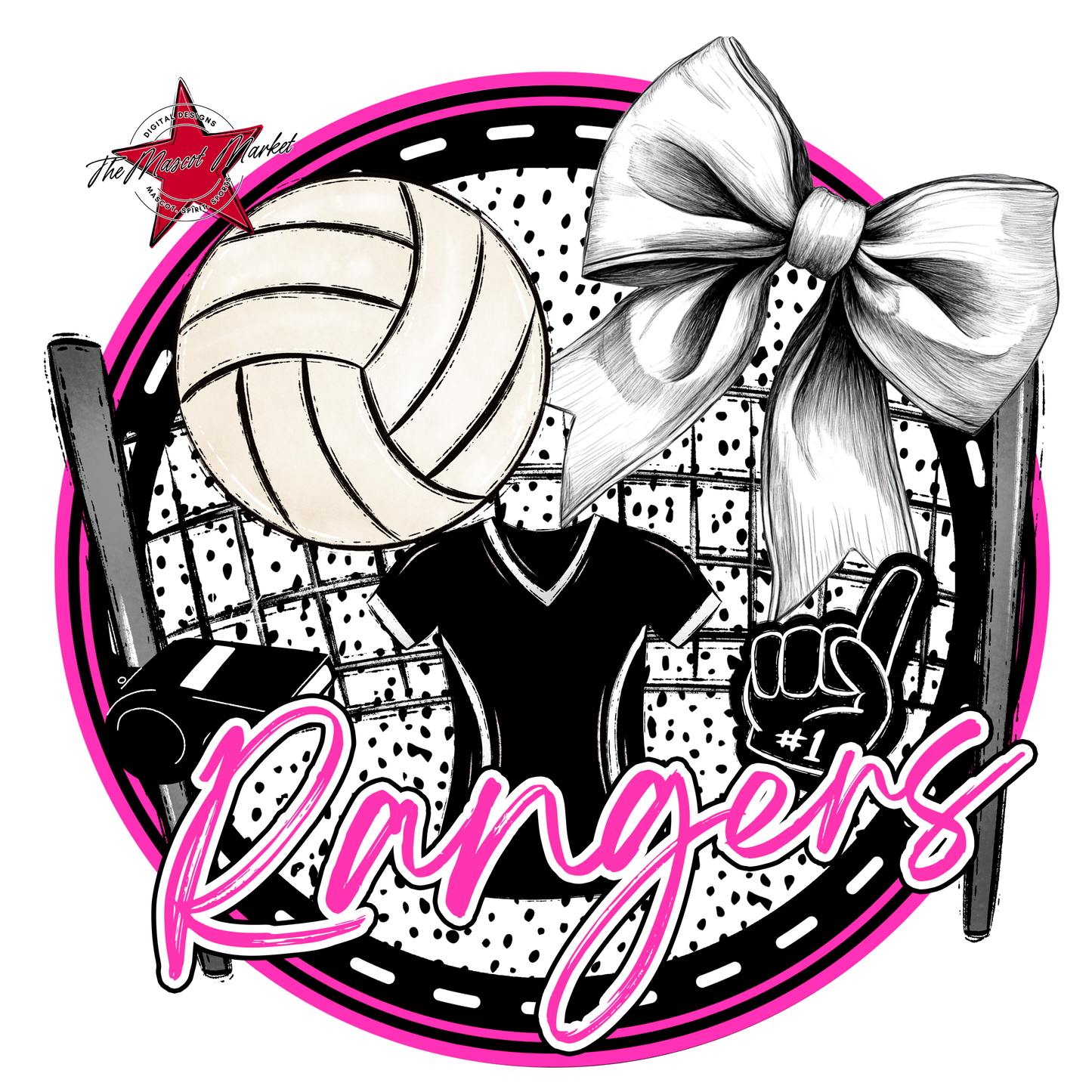 Rangers Circle Volleyball Design-Pink