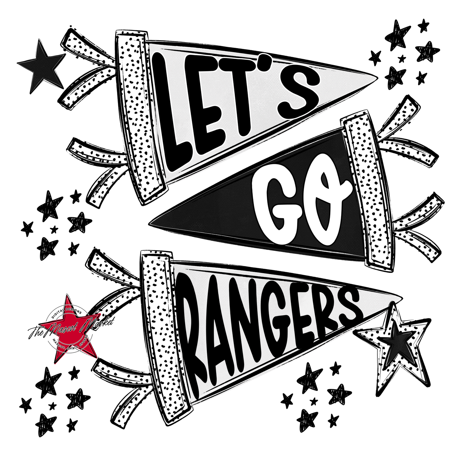Rangers Let's Go Flag Design-Black