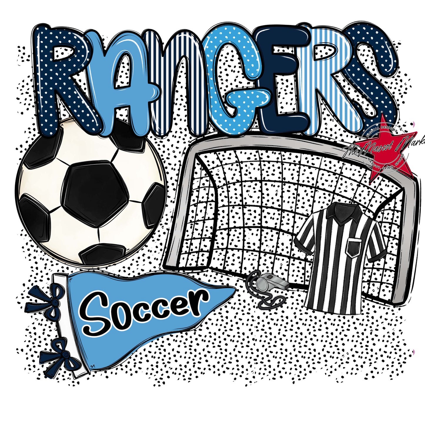 Rangers Soccer Spirit-Navy & Carolina Blue