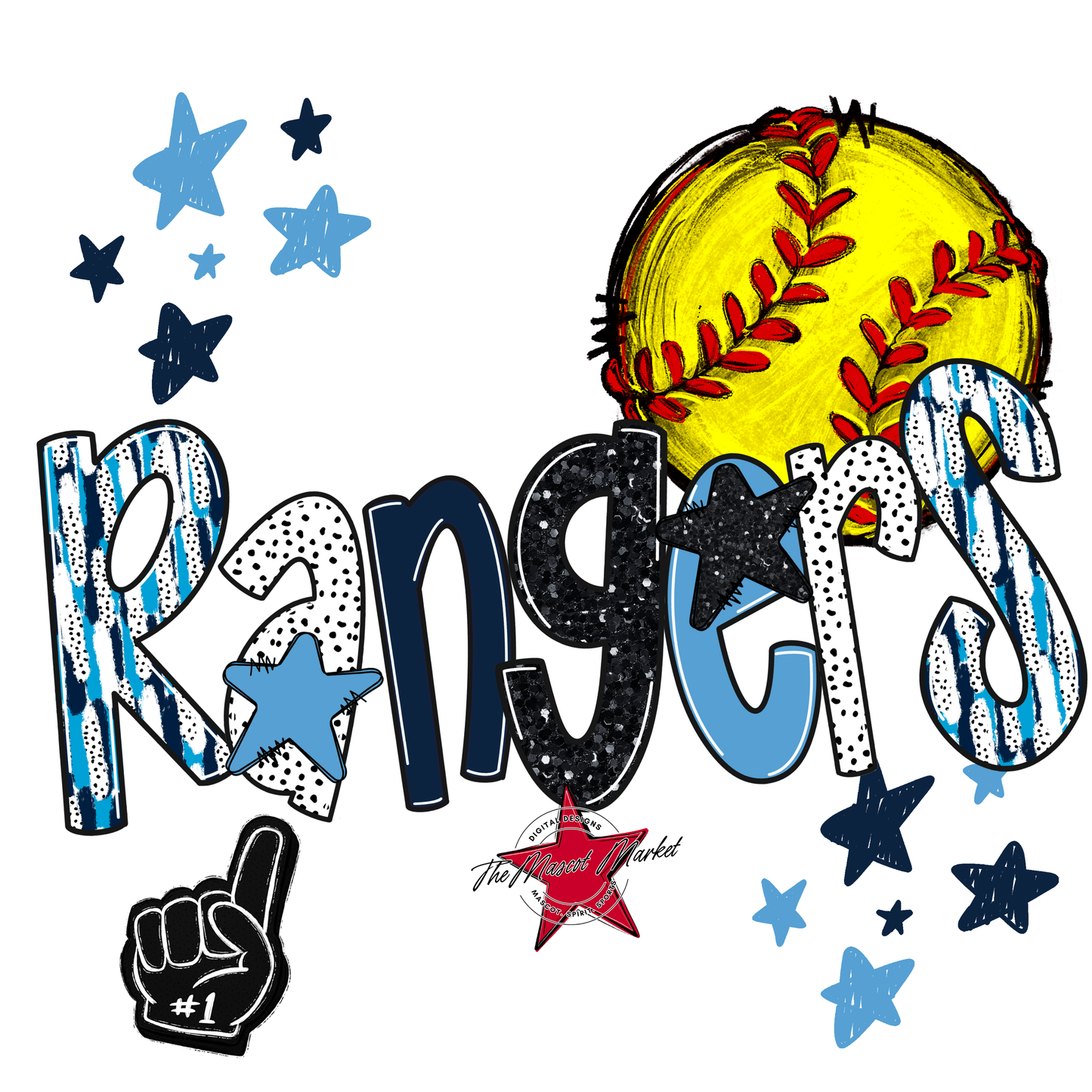Rangers Softball Scrape-Navy-Carolina Blue