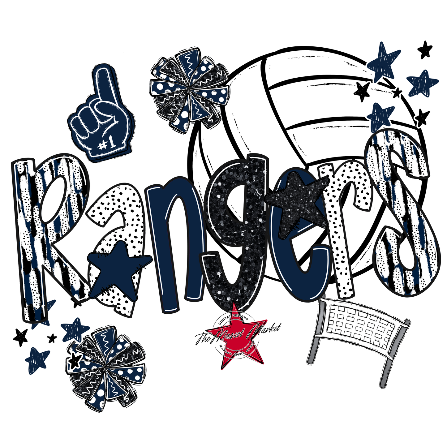 Rangers Volleyball Scrape-Navy
